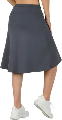 Vista 2 de ANVIVO - Falda pantalón para mujer, longitud hasta la rodilla, falda deportiva informal con bolsillos de cintura alta