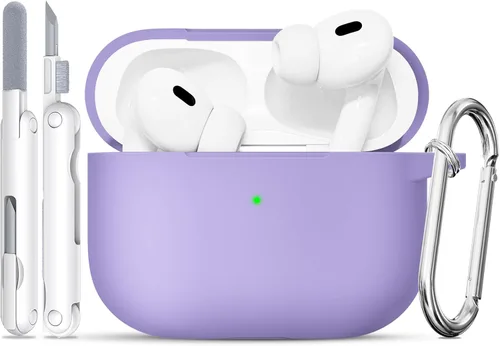 Vista 32 de Funda para AirPods Pro, funda de silicona suave compatible con Airpods Pro de 2ª/1ª generación para mujeres y niñas, con kit de limpieza y llavero 1