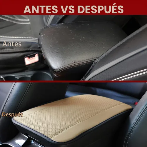 Vista 6 de 8sanlione - Tapete de almacenamiento para reposabrazos de automóvil, funda de cuero de fibra para consola central de automóvil, accesorios para Beige