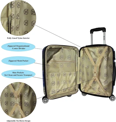 Vista 7 de World Traveler Palm Tree Hardside - Juego de equipaje giratorio de 2 piezas, tamaño único, Palm Tree, Juego de equipaje giratorio de mano de 2