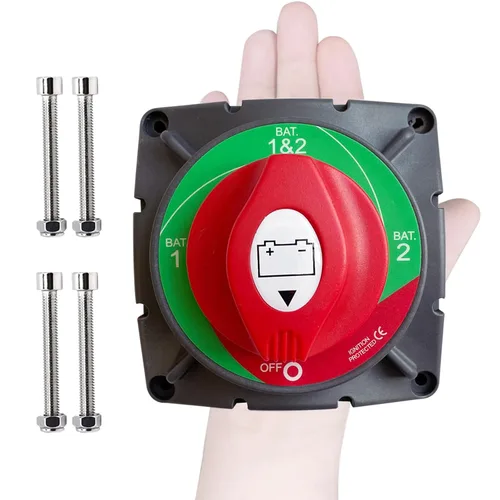 Vista 15 de Ampper - Interruptor de batería 1-2-ambos-apagado 12V - 48V, interruptor de desconexión de batería marina, corte de energía y apagado para auto