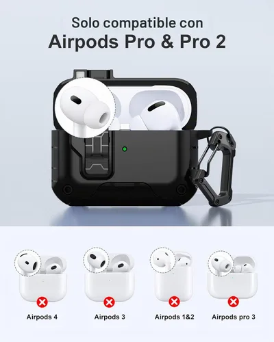 Vista 2 de Lerobo - Funda para AirPod Pro 2ª/1ª con bloqueo seguro compatible con Magsafe B-Negro