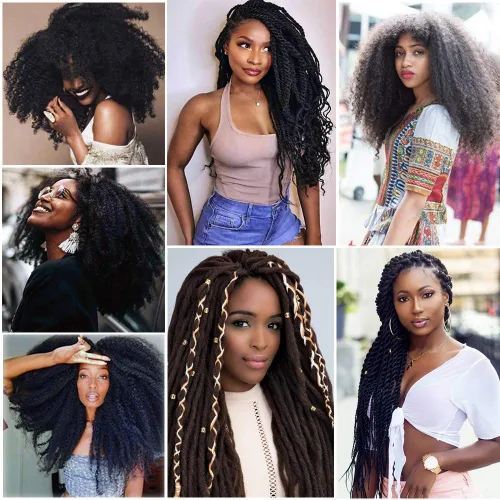 Vista 7 de Dansama Cabello Marley, 24 pulgadas, cabello trenzado Marley Twist, extensiones de cabello rizado rizado (24 pulgadas (paquete de 3), #1)