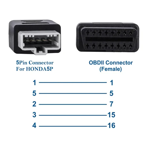 Vista 2 de 5Pin a 16 pin OBD2 OBDII adaptador de cable Herramientas de diagnóstico Cable OBD para Hon-da