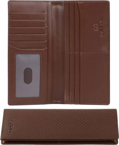 Vista 3 de Billeteras de cuero para hombre con 3 compartimentos para efectivo 12 ranuras para tarjetas de crédito
