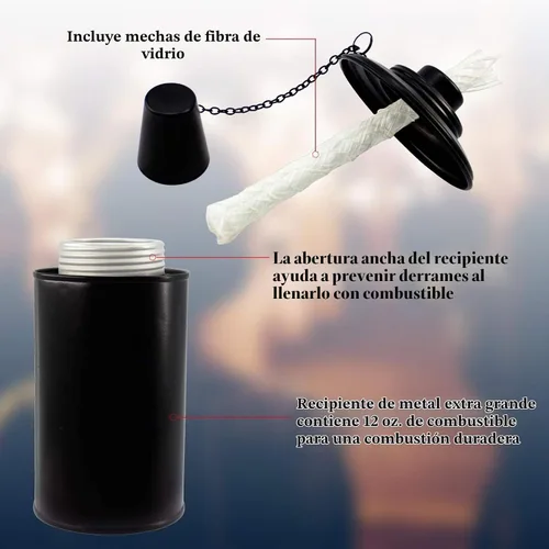 Vista 4 de Recipientes de repuesto para antorchas, linternas recargables de bambú para linterna, repuesto para patio, terraza, jardín, fiesta, paisaje