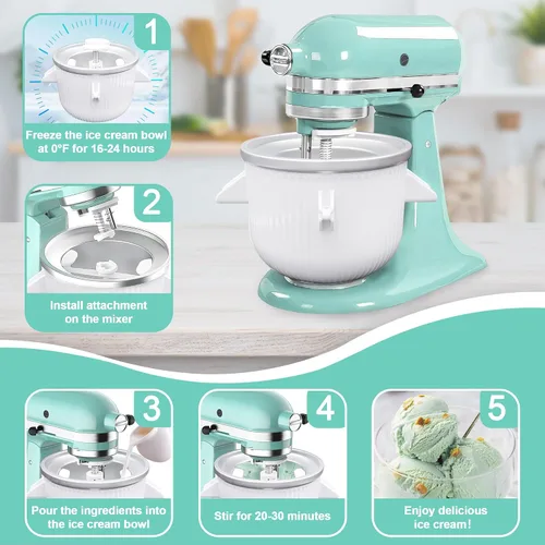 Vista 3 de KitchenAid - Accesorio para máquina de helados para batidora de pie, cuenco de helado de 2 cuartos de galón compatible con batidoras de soporte