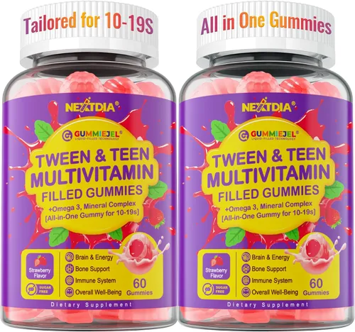Vista 10 de Nextdia Gomitas multivitamínicas rellenas para adolescentes y niñas de 12 a 17, 18 y 19 años, multivitamínico para niños mayores de 10 años