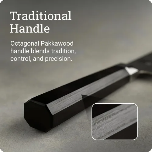 Vista 4 de Shun Cuchillo Kiritsuke de doble núcleo de 8 pulgadas, cuchillo de chef maestro, ideal para la preparación integral de alimentos, auténtico cuchillo