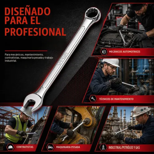 Vista 2 de URREA Llave combinada extra larga de 12 puntos de 0.394 in, métrica Llave individual