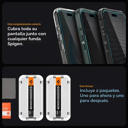 Vista 8 de Spigen GlasTR EZ FIT - Protector de pantalla de privacidad para iPhone 15 Pro Max 9H+ Tempered glass, Scratch resistance, Micro-louver Privacy