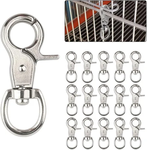 Vista 6 de 15 ganchos de gatillo, cierres de langosta giratorios de 360 grados, clips de garra giratorios para jaulas de mascotas, correa de perro, correas