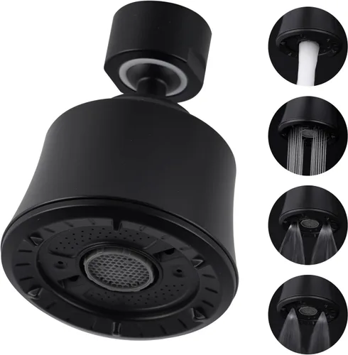 Vista 10 de iFealClear Cabezal de Grifo de Fregadero de Cocina, Cabezal Rociador Giratorio de 360 Grados con 4 Modos de Pulverización, Adaptador Aireador