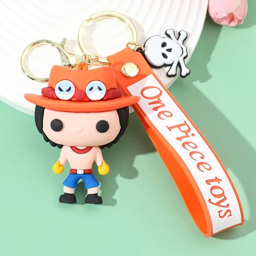 Vista 5 de Llavero con diseño de anime de una pieza, Luffy Law Sanji con colgante de acrílico y accesorios de regalo para hombres y niños, S