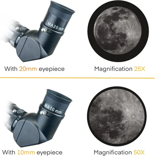 Vista 3 de Telescopio SpectrumOI para niños y adultos, regalo de astronomía, refractor de apertura de 2.362 in con bolsa de transporte y soporte para teléfono