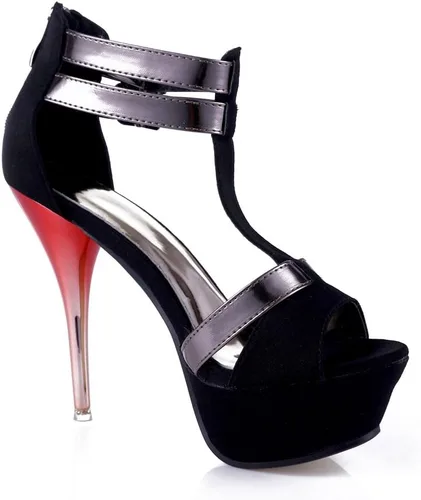 Vista 6 de Gatuxus Zapato abierto de plataforma, para mujeres, con tacón alto, de tiras para fiesta de graduación