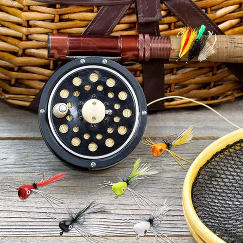 Vista 7 de Kits de señuelos para pesca con mosca, Topwater Popper Fly Fishing Bass Crappie Fly Fishing Poppers Surtido para trucha Salmón Kit de 20 piezas