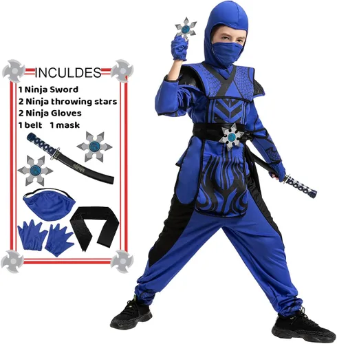 Vista 8 de Spooktacular Creations Halloween Boy Ninja Costume, Red Dragon Outfit Set for Kids 12-14yrs