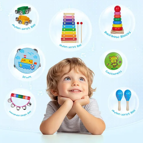 Vista 5 de Childom - Instrumentos musicales para niños pequeños, juguetes musicales para bebés, regalos educativos para niños en edad preescolar, regalos