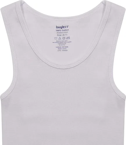 Vista 5 de Buyless Fashion Camiseta sin etiqueta de cuello redondo para niños, camiseta sin mangas de algodón suave (paquete de 4)