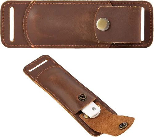 Vista 12 de Funda de cuchillo, funda de cuchillo con hebilla de cinturón, fundas de cuchillo de cuero para cinturón, funda de cuchillo plegable de bolsillo EDC