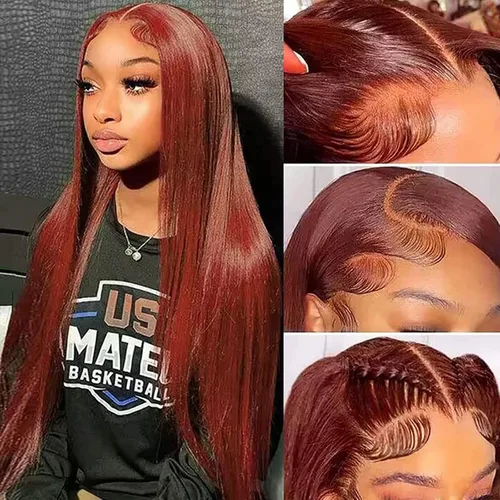 Vista 24 de Peluca de cabello humano ondulado con encaje frontal HD de 4 x 4 pulgadas, prearrancado con abuelitos, sin pegamento, (18 pulgadas)