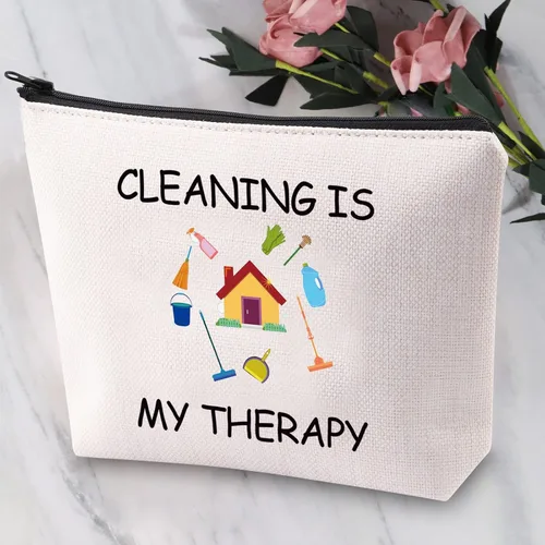 Vista 3 de JYTAPP Neat Freak Funny Housekeeping - Bolsa de maquillaje para limpieza - Regalo para dama de limpieza - Susurrador de polvo y escuadrón