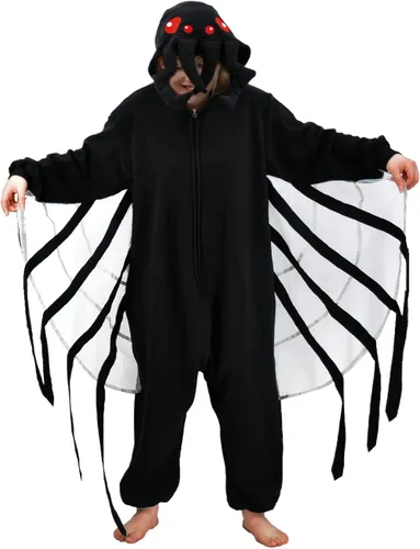 Vista 7 de XIGUAGUO Disfraz de araña negra para adultos, disfraz de felpa para cosplay, Halloween, pijama de animal para hombres, mujeres, niñas, niños