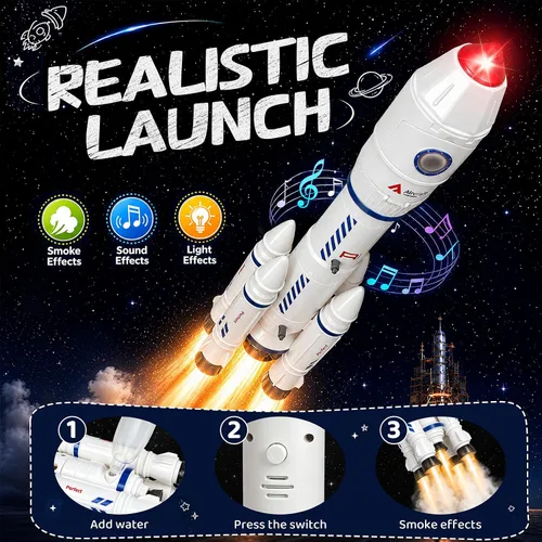 Vista 2 de Space Rocket Ship Juguetes Set para niños 3-5 5-7 con aerosol, luces