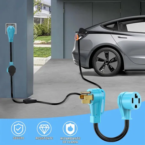 Vista 6 de CircleCord NEMA 14-50P a 14-30R Cable adaptador de cargador EV compatible con EV y uso de secadora, para carga EV de nivel 2, diseño doblado de 180
