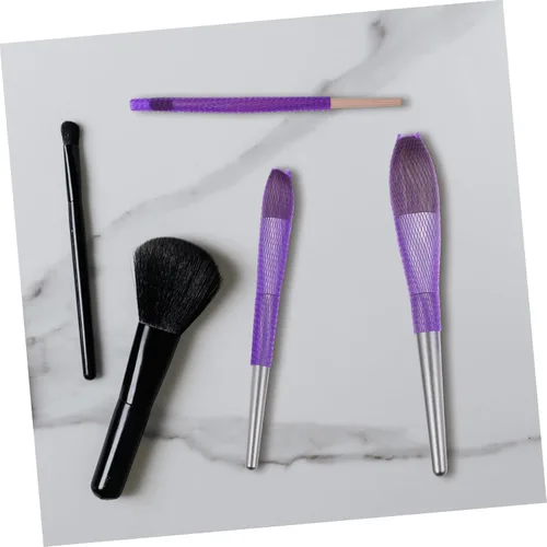 Vista 2 de MERRYHAPY Neto maquillaje cepillo cubierta cerdas protector PE material fácil de usar 150pcs cantidad esencial para viajes