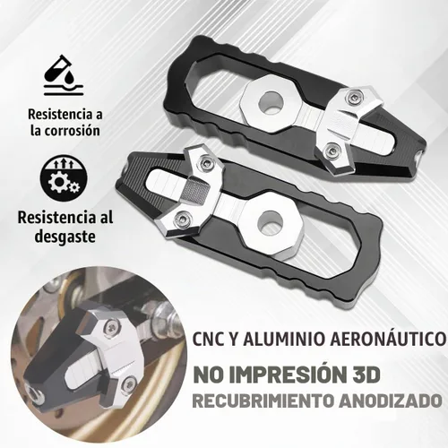 Vista 3 de Kit de ajustador de eje de cadena, tensor de ajuste de cadena de aluminio CNC Billet, herramienta de ajuste de cadena de motocicleta, carrete