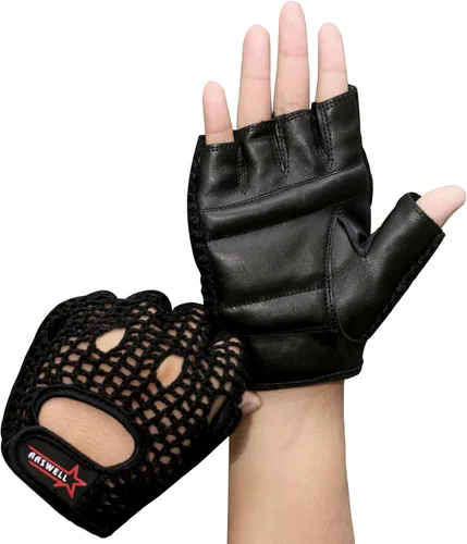 Vista 5 de Guantes de ciclismo medio dedo malla bicicleta silla de ruedas transpirable cuero puro hecho a mano red