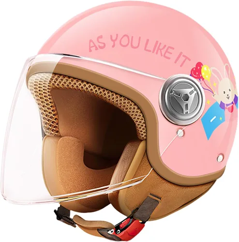 Vista 8 de Casco de motocicleta de cara abierta 3/4 aprobado por DOT, cascos ligeros retro vintage, para niños y niñas de 3 a 15 años de edad, casco de scooter