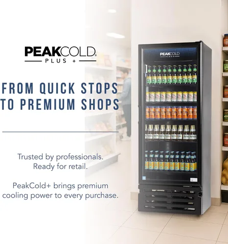 Vista 8 de PEAKCOLD + Refrigerador vertical de 1 puerta - Refrigerador comercial negro de 19.2 pies cúbicos de bajo consumo con puerta de vidrio