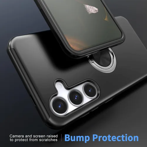 Vista 4 de Funda para Samsung Galaxy S26 con protector de pantalla de vidrio templado, híbrida 2 en 1, funda protectora delgada duradera con anillo magnético