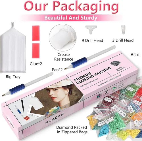 Vista 6 de Huacan Kits de pintura de diamantes de mandala AB Kits de arte de diamantes para adultos principiantes 5D taladro completo redondo diamante puntos