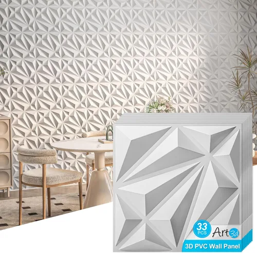 Vista 10 de Art3d Paquete de 33 Paneles de Pared 3D para Decoración de Pared Interior, Paneles de Pared de PVC con Textura de Diamante para Sala de Estar