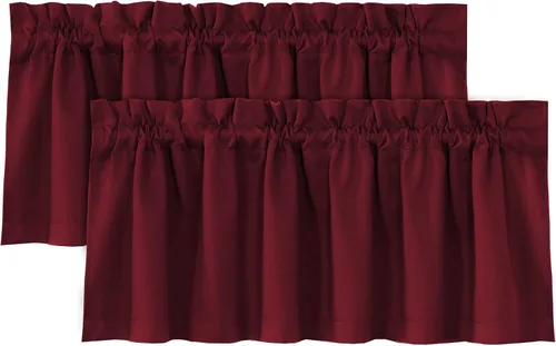 Vista 36 de H.VERSAILTEX Cenefas de cortina 100% opacas para ventanas, 2 paneles con aislamiento térmico, bolsillo para barra, pequeña cenefa corta para cocina