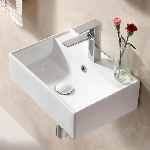 Vista 12 de HOROW Lavabo de Baño Rectangular para Montaje Inferior, Lavabo Rectangular de Vasija de 20 x 15 Pulgadas con Rebosadero, Lavabo de Cerámica Blanca