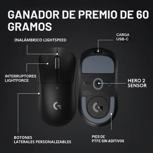 Vista 6 de Logitech G PRO X Superlight 2 SE - Mouse inalámbrico para juegos, 2.12 oz de grado profesional con 5 botones programables, sensor DPI de 44 K, 888+