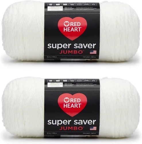 Vista 4 de Red Heart Super Saver - Ovillo de lana jumbo, color blanco suave, 2 unidades (paquete de 1)
