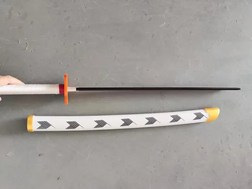 Vista 8 de Espadas de cosplay Agatsuma Zenitsu Samurai, espada Katana, espada de juguete de plástico para juego de disfraces, Halloween, cosplay, regalo, 4030