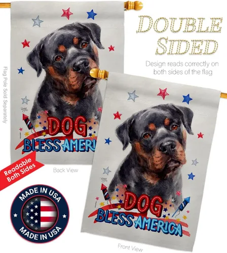 Vista 3 de Breeze Decor Kit de bandera patriótica de caoba rottweiler para casa de jardín, perro, cachorro, pata arruinada, piel canina, mascota, naturaleza