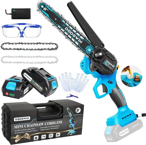 Vista 12 de dodowin Mini motosierra de 6 pulgadas, regalos del día del padre para hombres, esposo, papá, motosierra eléctrica inalámbrica recargable, motosierra