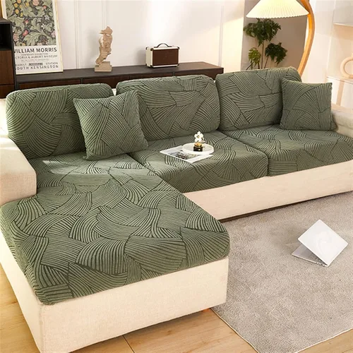Vista 6 de MIPOPS Funda de cojín gruesa de jacquard para asiento de sofá, funda elástica y extraíble para sofá seccional, protector antipolvo, apto