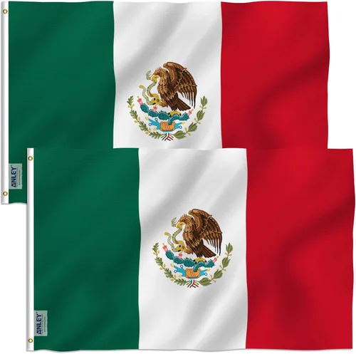 Vista 7 de Anley Fly Breeze - Bandera de México Viva de 3 x 5 pies, color vivo y a prueba de decoloración, cabecera de lona y doble costura, banderas