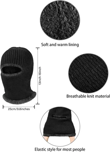 Vista 4 de 2 máscaras faciales de invierno para esquí, pasamontañas de punto cálido para hombres y mujeres, forro polar resistente al viento para deportes al