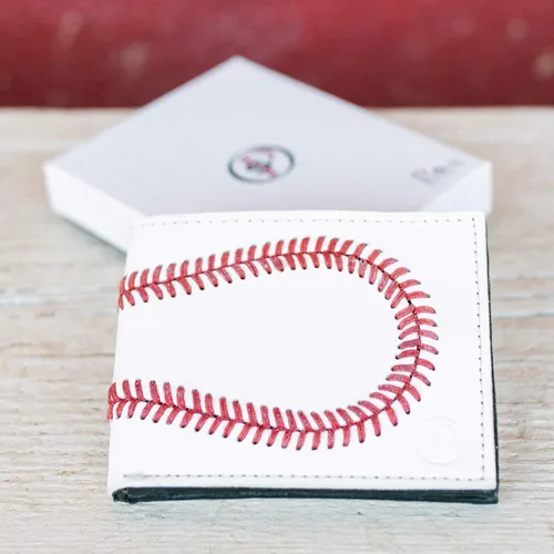 Vista 4 de Billetera de cuero de béisbol para hombre de Pro Style Sports, Blanco
