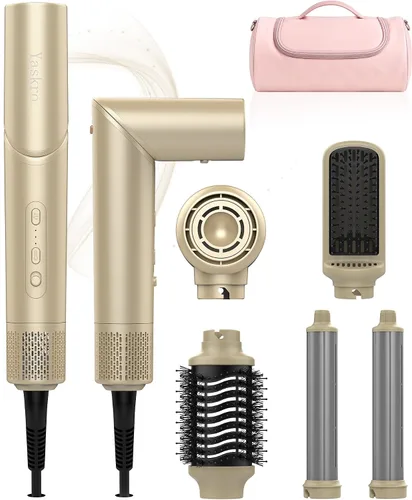 Vista 10 de 6-in-1 Hot Air Brush & Hair Dryer, 110,000 RPM High-Speed Ionic Blow Dryer Gold